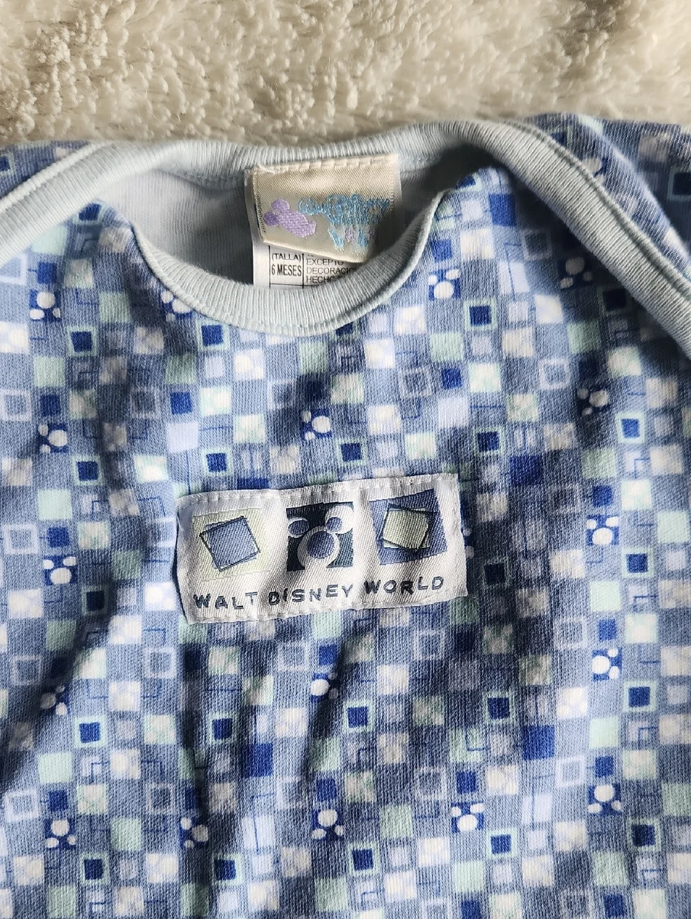 Walt Disney World Baby Blue Mickey Print Bodysuit